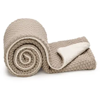 T-Tomi Gestrickte Decke Warm Sand 1 St beige
