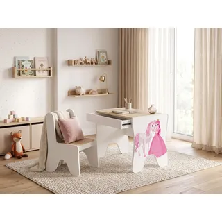 Happy Babies - Kinderschreibtisch-Stuhl-Set, ergonomischer Spieltisch mit geräumiger Schublade - Kinder-Lern- und Spieltisch - Kindermöbel, für den Kindergarten (Handwerker) - Bronze