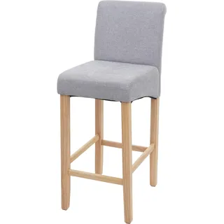 Barhocker HWC-C33, Barstuhl Tresenhocker, Holz MVG- hellgrau, helle Beine, Stoff/Textil - Grau
