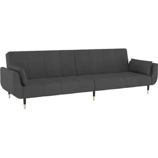 Schlafsofa 2-Sitzer mit 2 Kissen Dunkelgrau Samt - Grau, Dunkelgrau