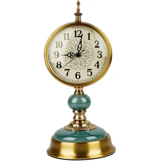 CISSIYOG Vintage Tischuhr Gold, Antike Metall Schreibtischuhr Batteriebetrieben für Kaminsims, Wohnzimmer, Tischdekoration, Schlafzimmer, Wohnzimmer