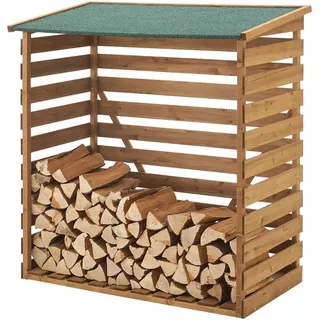 [en.casa] Brennholzunterstand Holz 123 x 116 x 64 cm Natur