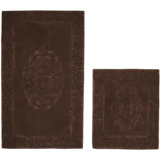 Foutastic Luxuriöses, dunkelbraunes Badematten-Set (2-teilig), 100% Baumwolle, rutschfest, 50 x 60 cm & 60 x 100 cm | Maschinenwaschbar, 1000 g/m2 | Weich & strapazierfähig