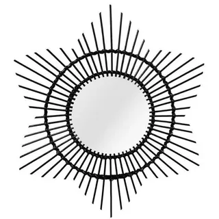 Kayoom Rattan Spiegel Aina 435 70 x 70 cm Schwarz
