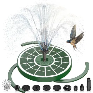 AISITIN Solarbrunnen für Draussen Verbessert, 3,5W Solar Schwimmender Fontäne Pumpe mit Verschiedene Sprüh Effekten, Solar Springbrunnen für Außen mit Dunkelgrün Glasscheibe für Garten,Teich,Vogelbad