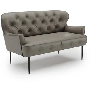 CAVADORE 2-Sitzer Küchensofa Amba, Trendige Sitzbank für Küche oder Esszimmer / 153 x 97 x 87 / Hochwertiges Mikrofaser: Graubraun