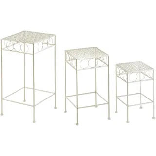 Locker Blumenhocker 3er-Set, eckig aus Metall, antique cream,