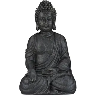 Relaxdays Buddha Figur sitzend 40 cm Dunkelgrau