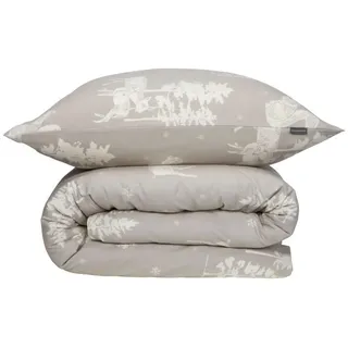 SCHIESSER Nordic Winterprint Baumwolle Greige 135 x 200 cm + 80 x 80 cm