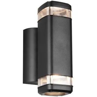 RL Außenwandleuchte Wandlampe Fassadenleuchte Aluminium schwarz GU10 up and down H 21 cm