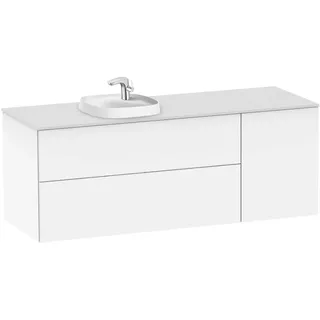 Waschbecken links + Unterschrank 2 Schubladen + 1 Tür Unik Beyond Roca, 140 x 50 x 52 cm, Weiß (A851414806)