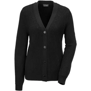 Strickjacke GOLDNER "Kurzgröße Elegante Strickjacke mit V-Ausschnitt", Damen, Gr. 20, schwarz, Obermaterial: 70% Polyacryl PAN. 30% Schurwolle WV., V-Ausschnitt, Rippe, Strickjacken Strickjacke, Hochwertige Strickminderungen