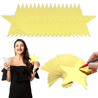 Nogeqi 40 Stück groß goldene Sterne Papier, deko Sterne Gold zum aufhängen, Glitzer Star Cutouts, papiersterne Sternausschnitten Sternausschnitte 15cm Brett Klassenzimmer Wand Party