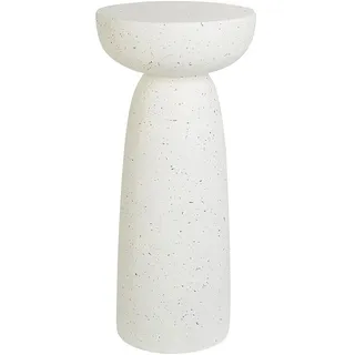 Beliani Beistelltisch Beton cremeweiß Terrazzo Optik rund 33 cm Cadini , Weiß , Stein , Rund , 33x71x33 cm , Wohnzimmer, Wohnzimmertische, Beistelltische