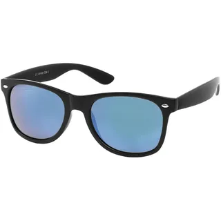 Stylebreaker "Nerd Sonnenbrille mit Rechteckigen Gläsern, 1 Stk., gestell schwarz glanz, glas blau