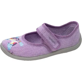 Fischer Markenschuh Schmaler Mädchen-Klett-Ballerina-Hausschuh mit Einhorn