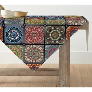 Artoid Mode Boho Vintage Geometrie Marokkanische Bunt Tischdecke, Tischwäsche Küche Tisch Dekoration Drinnen Urlaub Party Dekor 85x85 cm