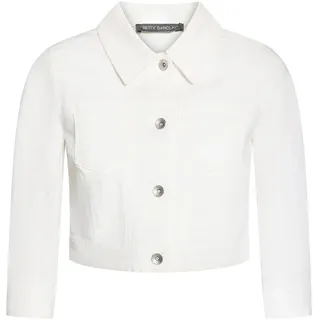 Jeansblazer BETTY BARCLAY "Jeansjacke mit 3/4 Arm", Damen, Gr. 46, weiß (rohweiß), Obermaterial: 71% Baumwolle CO. 26% Polyester PES. 3% Elasthan EL., Blazer Jeansblazer