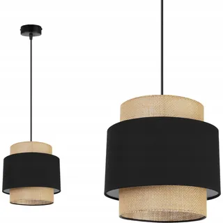 Hängelampe, Deckenleuchter, Lampenschirm, Boho Juta - Schwarz, Braun