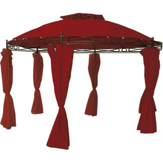 Pavillon Rund Wasserdicht Ø 350 cm, Burgundrot - Silber