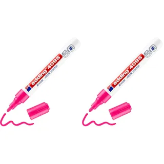 edding 4095 Kreidemarker - neon-pink - 1 Kreidestift - Rundspitze 2-3 mm - Kreidestift für Tafel abwischbar - zum Beschriften von Fenster, Glas, Spiegel - Tafelstift mit deckenden Farben