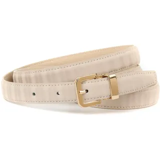 Anthoni Crown Damen Schmaller Ledergürtel 44A3D30 Gürtel, Beige, 100