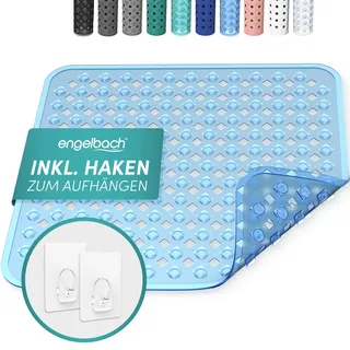 Engelbach® Duschmatte rutschfest 53x53cm inkl. 2 Haken - Antibakteriell & BPA-frei - Duscheinlage, Antirutschmatte - Waschmaschinen geeignet und schimmelresistent