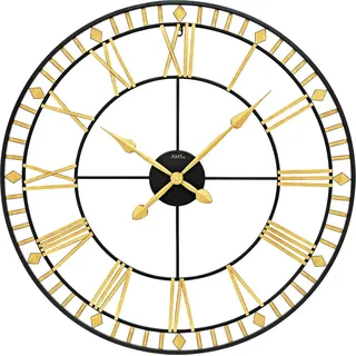 AMS 9647 XXL Wanduhr 80 cm im Vintage-Look Metall - Schwarz, Gold