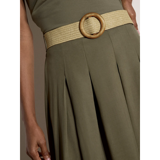 Midirock APRICOT "Boho-Midirock", Damen, Gr. XXL (44), grün (khaki), gewebt, Obermaterial: 92% Lyocell CLY. 8% Leinen LI., uni, Röcke Midirock, mit Gürtel