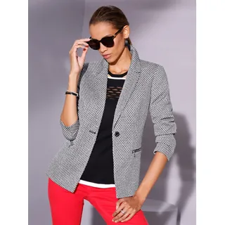 Jackenblazer CREATION L "Blazer", Damen, Gr. 40, schwarz (ecru, schwarz, gemustert), 80% Polyester, 20% Baumwolle, Blazer Jackenblazer