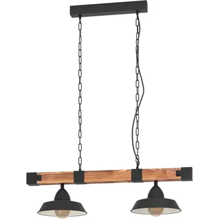 EGLO 2er Hängeleuchte Oldbury schwarz braun 86 x 26 x 110 cm E27