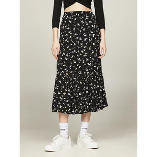 Tommy Jeans Curve A-Linien-Rock »TJW FLORAL RUFFLE MIDI SKIRT EXT«, Webrock Große Größen, bunt