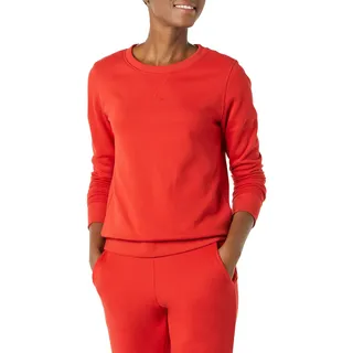 Amazon Essentials Damen Sweatshirt aus French-Terry-Fleece mit Rundhalsausschnitt (Erhältlich in Übergröße), Rot, XS