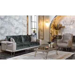 Wohnzimmer Komplette Sitzgarnitur Dreisitzer Couch Einsitzer 2tlg Set