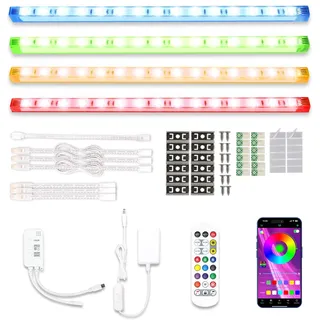 Cefrank Verknüpfbare RGB LED Lichtleisten für Küchenschränke | 4×30cm Farbwechsel Smart-Home Beleuchtung mit Musiksync & App-Steuerung | 16M Farben Unterbaubeleuchtung Set