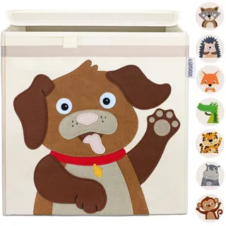 GLÜCKSWOLKE Aufbewahrungsboxen Kinder - 15 Motive I Spielzeugkiste mit Deckel für Kinderzimmer I Spielzeug Box (33x33x33) Kiste zur Aufbewahrung im Kallax Regal I Korb Bauernhof Hund