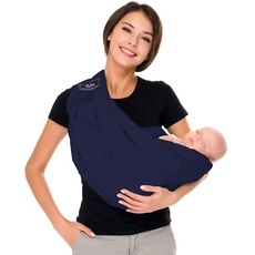 CUBY Tragetuch Baby Neugeborene, Atmungsfähige Baby-Rucksack, Verstellbare Schultergurte Einfach Anzuziehen für Mütter und Väter, Baby Tragegurt für Neugeborene von bis zu 15kg (Dunkelblau)