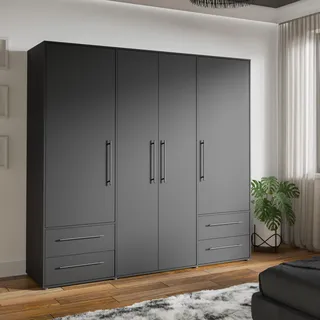 Die Möbelfundgrube Drehtürenschrank Mokkaris 205,9 x 200,1 x 58,8 cm schwarz