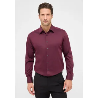 Langarmhemd ETERNA "MODERN FIT", Herren, Gr. 45, Normalgrößen, rot (plum), Satin, 100% Baumwolle, tailliert, Manschette, Hemden Langarmhemd, NON IRON (bügelfrei)