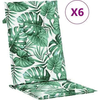 vidaXL Hochlehner-Auflagen 6 Stk. Blattmuster Stoff - Grün