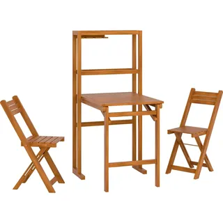 Balkonmöbel-Set Marmora mit Regalfunktion 3-tlg. Akazie Geölt