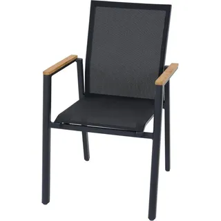 Siena Garden Stapelstuhl Aluminium mit Armlehnen Schwarz