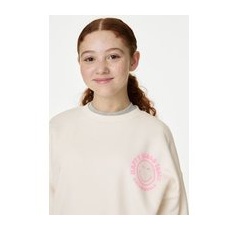 Girls M&S Collection Cotton Rich SmileyWorld® T-Shirt (6-16 Yrs) - Ecru, Ecru - 14-15 Years