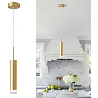 KCO Beleuchtung LED Gold Mini Pendelleuchte Moderne Kücheninsel Deckenleuchte Hängeleuchte Leuchten Kleine Zylinder Decke Pendelbeleuchtung für Schlafzimmer, Esszimmer (Gold)