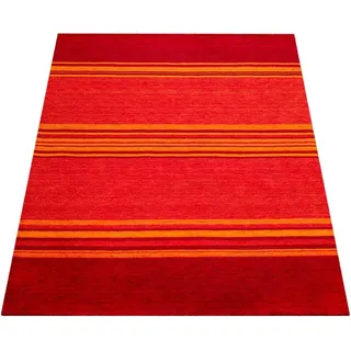 Paco Home Wollteppich Gabbeh 307« rechteckig 14 mm Höhe Kurzflor, handgewebt, reine Wolle, Gabbeh-Stil, gestreift, Wohnzimmer orange