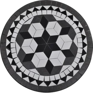 vidaXL Bistrotisch Schwarz und Weiß 60 cm Mosaik - Schwarz