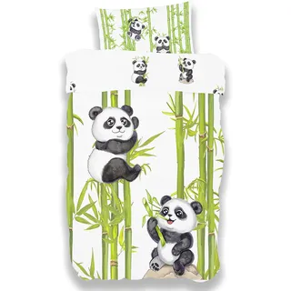 Koru Kids® Kinderbettwäsche 100x135 aus 100% Baumwolle mit Panda-Motiv – Kinder- & Baby-Bettwäsche Set für Mädchen Jungen mit Kopfkissen- und Bettdeckenbezug (100 x 135 und 40x60) - 60 Grad waschbar