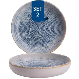 James Cooke Tiefer Teller Azure Vintage 22 cm Blau Weiß Steingut 2 Stück