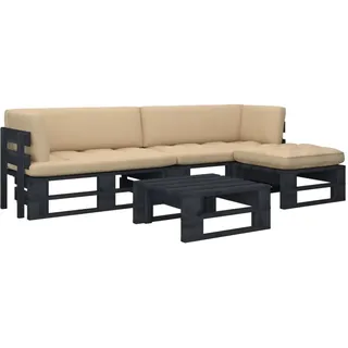 Möbel 4-tlg. Paletten-Lounge-Set Schwarz Imprägniertes Kiefernholz - Gartenmöbelset 3066796 - Schwarz