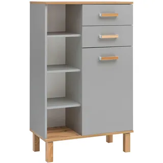 Schildmeyer Highboard Padua 148815, platingrau/Eiche Landhaus Dekor, 67,0 x 35,0 x 114,5 cm